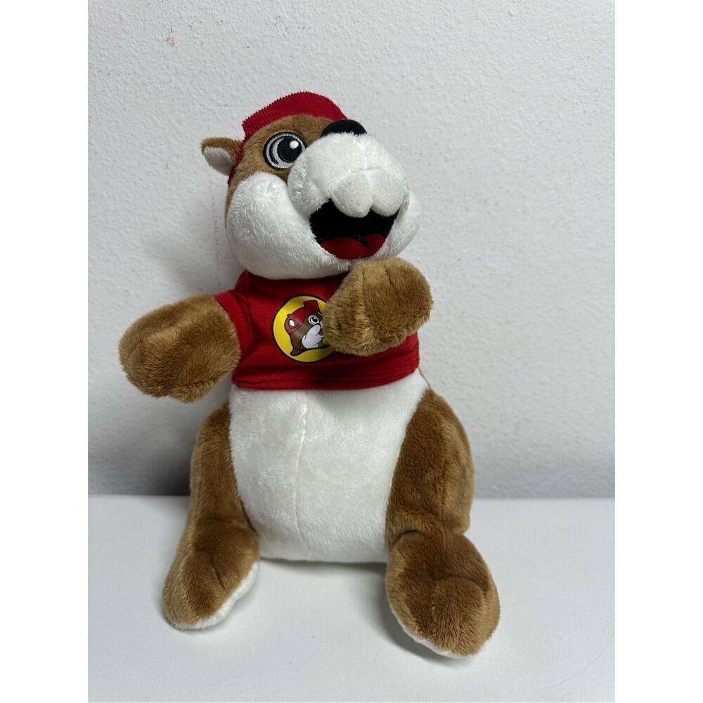 Rare Buc-ee's 12" Beaver Plush Mascot with Shirt and Cap Bucees